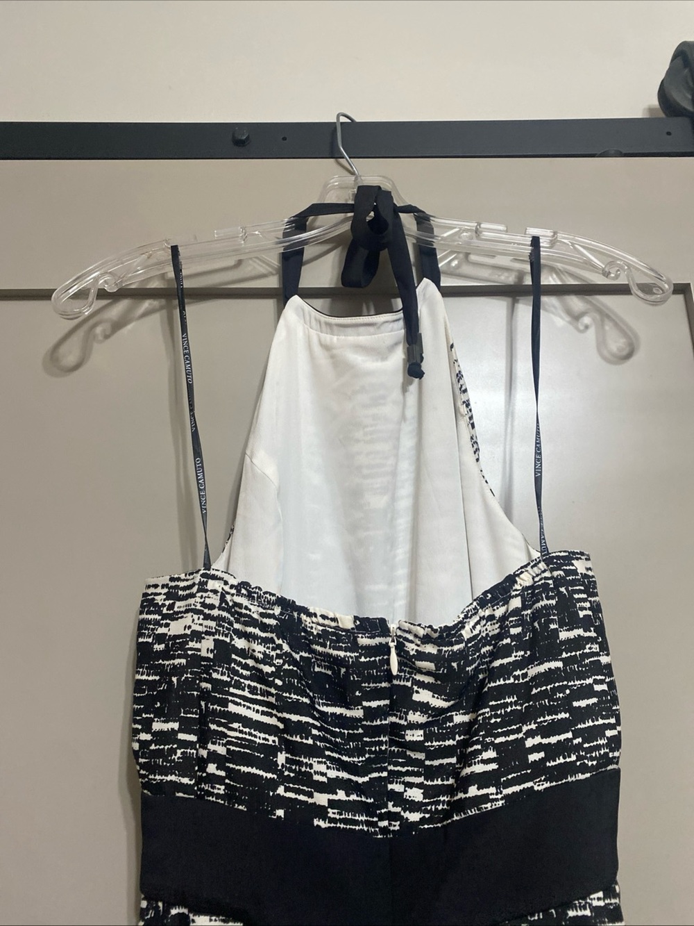Vince Camuto Black & White Halter Ombre Maxi Gown - Picture 6 of 7